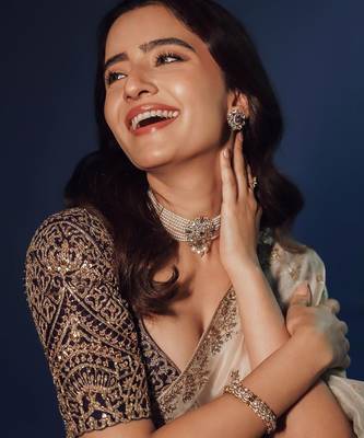 off white sequin embroidered soft organza saree with blouse 4