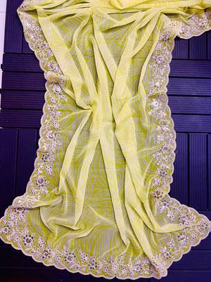 pink digital prints sequin embroidered georgette saree with blouse 2