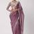 mauve pink sequin embroidered mirror work faux georgette saree with blouse