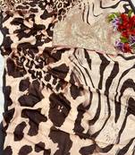 Beige printed vichitra silk bollywood saree with blouse