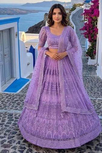 Net lehenga with thread zari & sequin work 