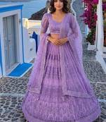 Net lehenga with thread zari & sequin work 