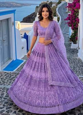 Net lehenga with thread zari & sequin work  2