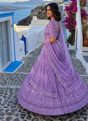 Net lehenga with thread zari & sequin work  3