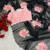 black floral print moti work organza saree with blouse