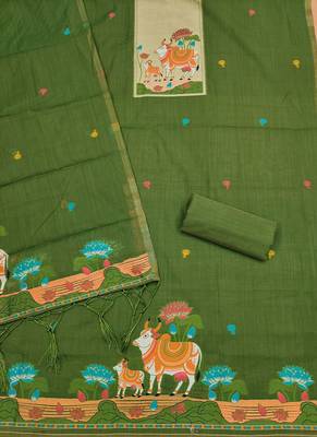 Premium cow design jamdani muga cotton salwar kameez material 3