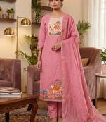 Premium cow design jamdani muga cotton salwar kameez material
