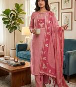 Premium birds design jamdani muga cotton salwar kameez material