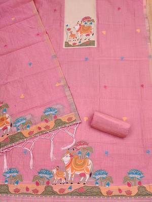 Premium cow design jamdani muga cotton salwar kameez material 3