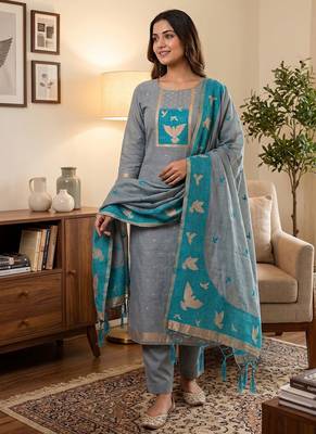  jamdani muga cotton salwar kameez material 1