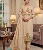 Premium cow design jamdani muga cotton salwar kameez material