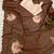 brown floral print moti work organza saree with blouse