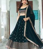 Heavy Embroidery With Multi Thread & Sequence Work Lace Lehenga choli