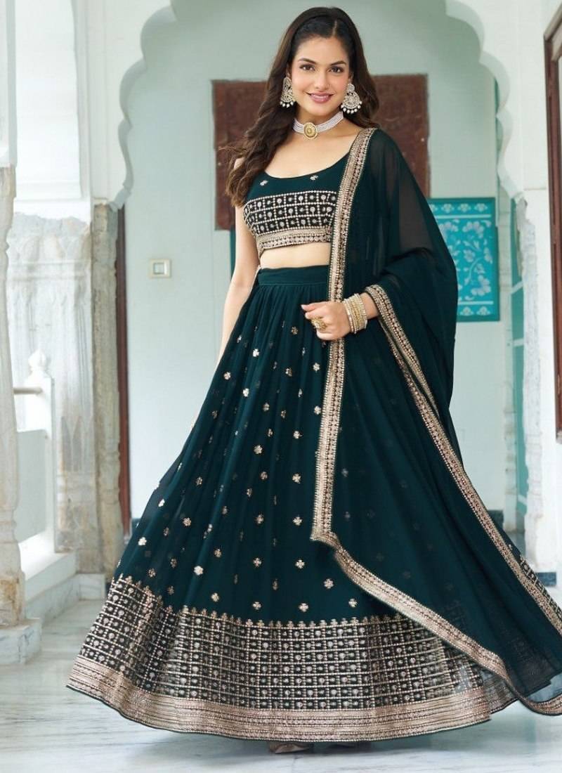 Heavy Embroidery With Multi Thread & Sequence Work Lace Lehenga choli