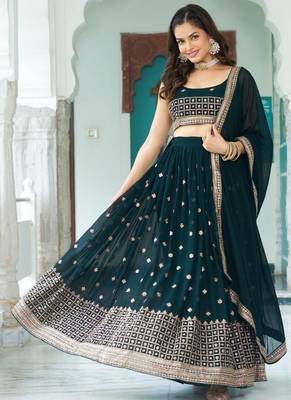 Heavy Embroidery With Multi Thread & Sequence Work Lace Lehenga choli 3