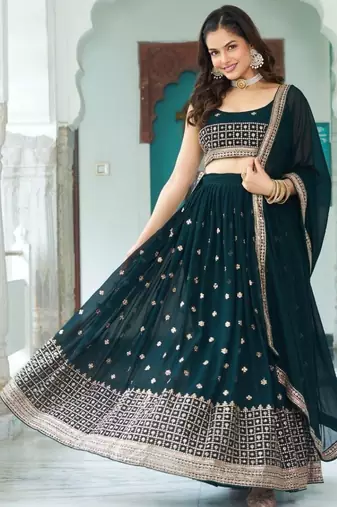 Heavy Embroidery With Multi Thread & Sequence Work Lace Lehenga choli