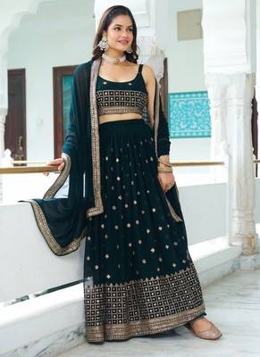 Heavy Embroidery With Multi Thread & Sequence Work Lace Lehenga choli 4