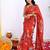 Red printed, cut work vichitra silk bollywood saree with blouse