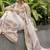 white printed soft linen cotton  saree with blouse