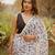 white printed soft linen cotton  saree with blouse