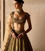 Gold Embroidered Tissue Silk Lehenga Set