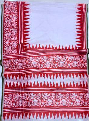white printed soft cotton  saree with blouse 5