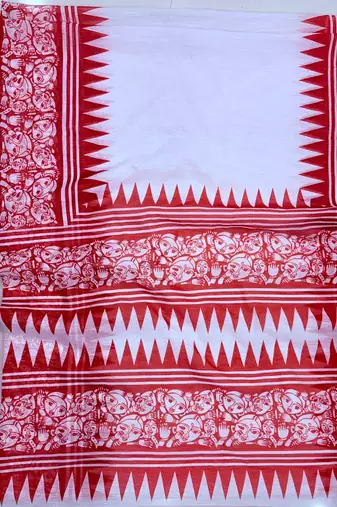 white printed soft cotton  saree with blouse