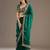 Green sequin embroidered, cut work satin silk bollywood saree with blouse