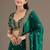 Green sequin embroidered, cut work satin silk bollywood saree with blouse