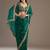Green sequin embroidered, cut work satin silk bollywood saree with blouse
