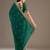 Green sequin embroidered, cut work satin silk bollywood saree with blouse
