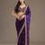 Purple sequin embroidered, cut work satin silk bollywood saree with blouse