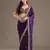 Purple sequin embroidered, cut work satin silk bollywood saree with blouse
