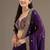 Purple sequin embroidered, cut work satin silk bollywood saree with blouse