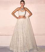 Ekru Embroidered Rambagh Silk Lehenga Set