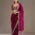 Maroon sequin embroidered, cut work satin silk bollywood saree with blouse