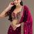 Maroon sequin embroidered, cut work satin silk bollywood saree with blouse