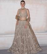Champagne Gold Embroidered Rambagh Silk Lehenga Set