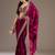 Maroon sequin embroidered, cut work satin silk bollywood saree with blouse