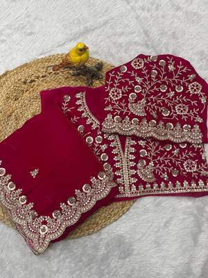 Maroon sequin embroidered, cut work satin silk bollywood saree with blouse 5