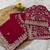 Maroon sequin embroidered, cut work satin silk bollywood saree with blouse