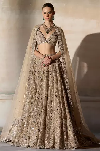 Gold Embroidered Rambagh Silk Lehenga Set