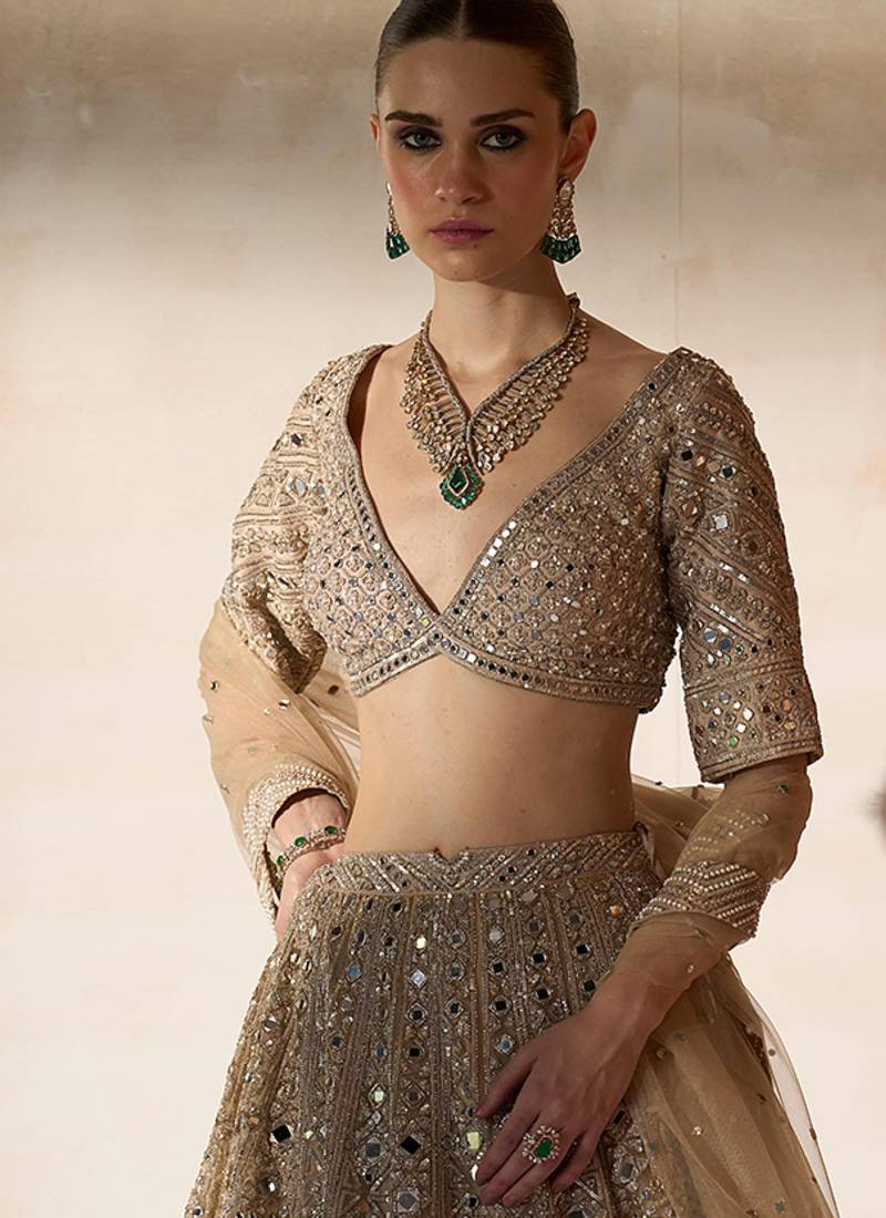 Gold Embroidered Rambagh Silk Lehenga Set