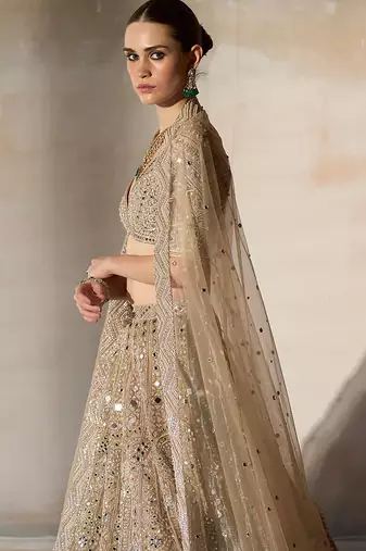 Gold Embroidered Rambagh Silk Lehenga Set