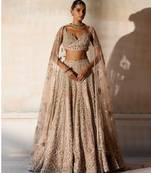 Dusty Pink Embroidered Rambagh Silk Lehenga Set