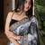 grey printed georgette saree with blouse