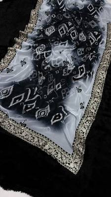 grey printed georgette saree with blouse 4