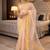 peach emboidered cut work organza saree with blouse