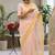 peach emboidered cut work organza saree with blouse