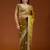 Mustard embroidered threads zari work satin silk bollywood saree with blouse